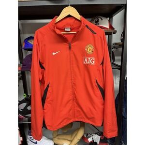 Vintage Nike Dri-Fit Manchester United Soccer Team Red Zip Jacket Size Large